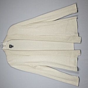 Eileen Fisher Open Front Cardigan Silk Blend Women's Size Large Pearl Knit